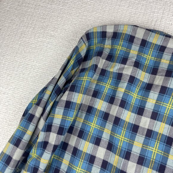 Vintage Champion Flannel Shirt Mens Sz 17.5 Blue Gray Plaid Cotton Button Up - Picture 16 of 16